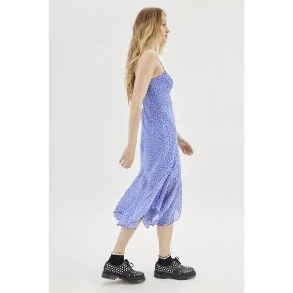 Urban Outfitter UO Scarlett Ruffle Midi Dress Smocked Cami Floral XL New 280033 - Picture 2 of 7